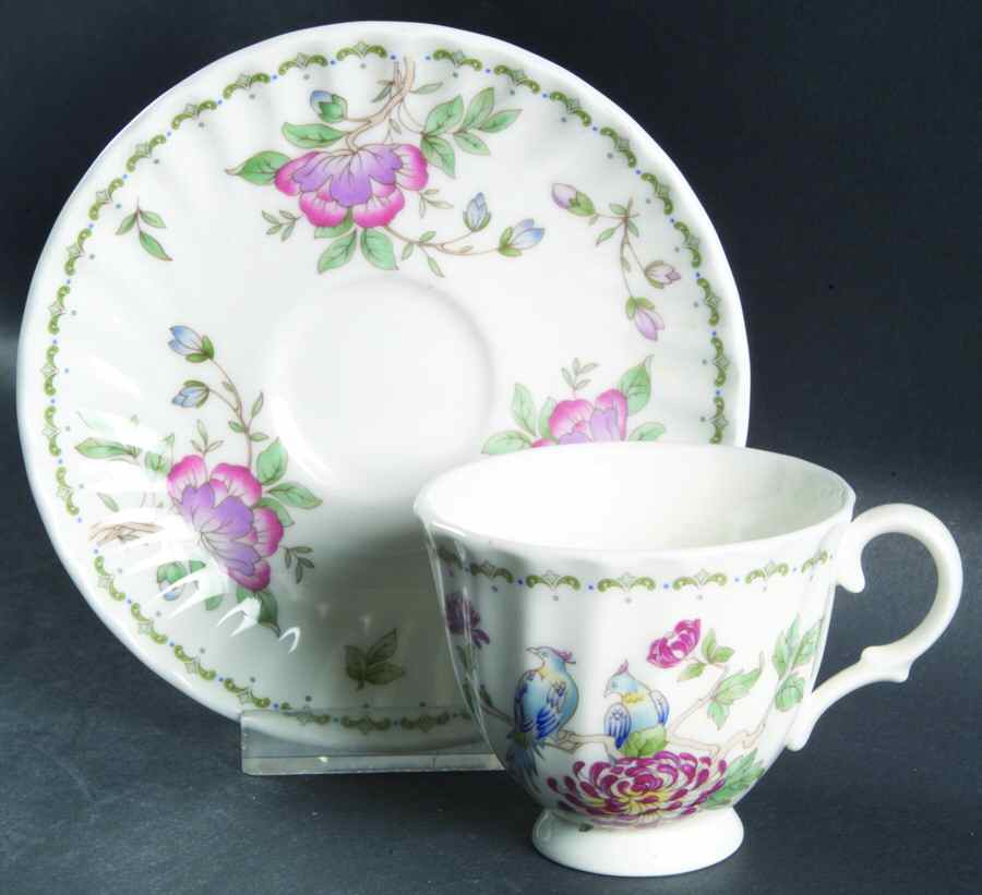 Birds of Paradise Footed Demitasse Cup & Saucer Set by Minton-1