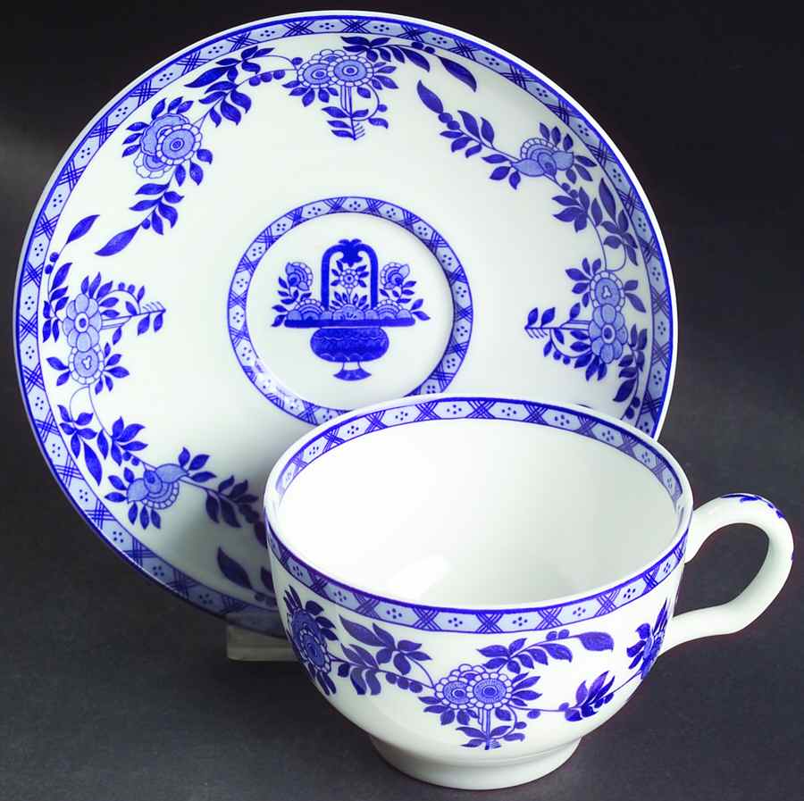 Blue Delft Flat Cup & Saucer Set by Minton-1