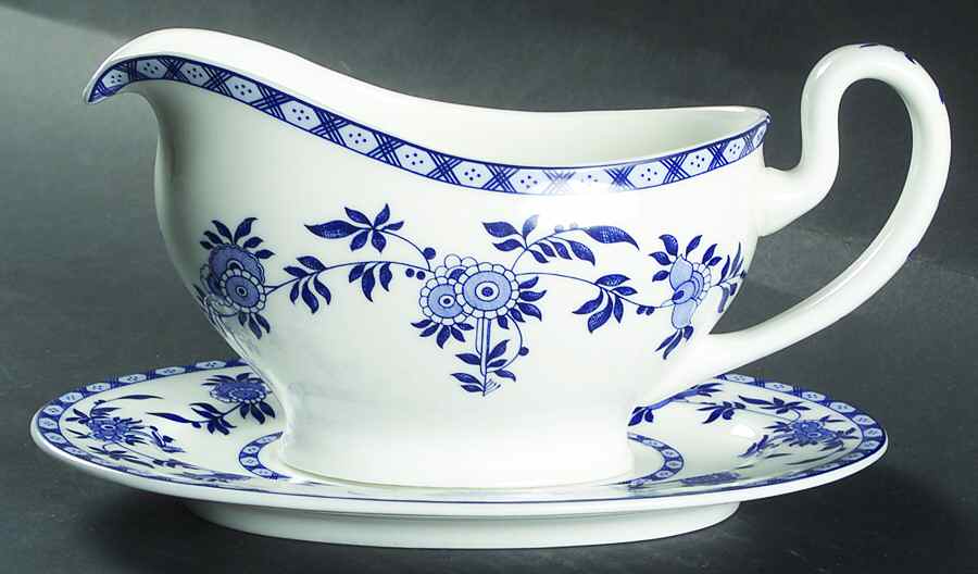 Blue Delft Gravy Boat & Underplate by Minton-1