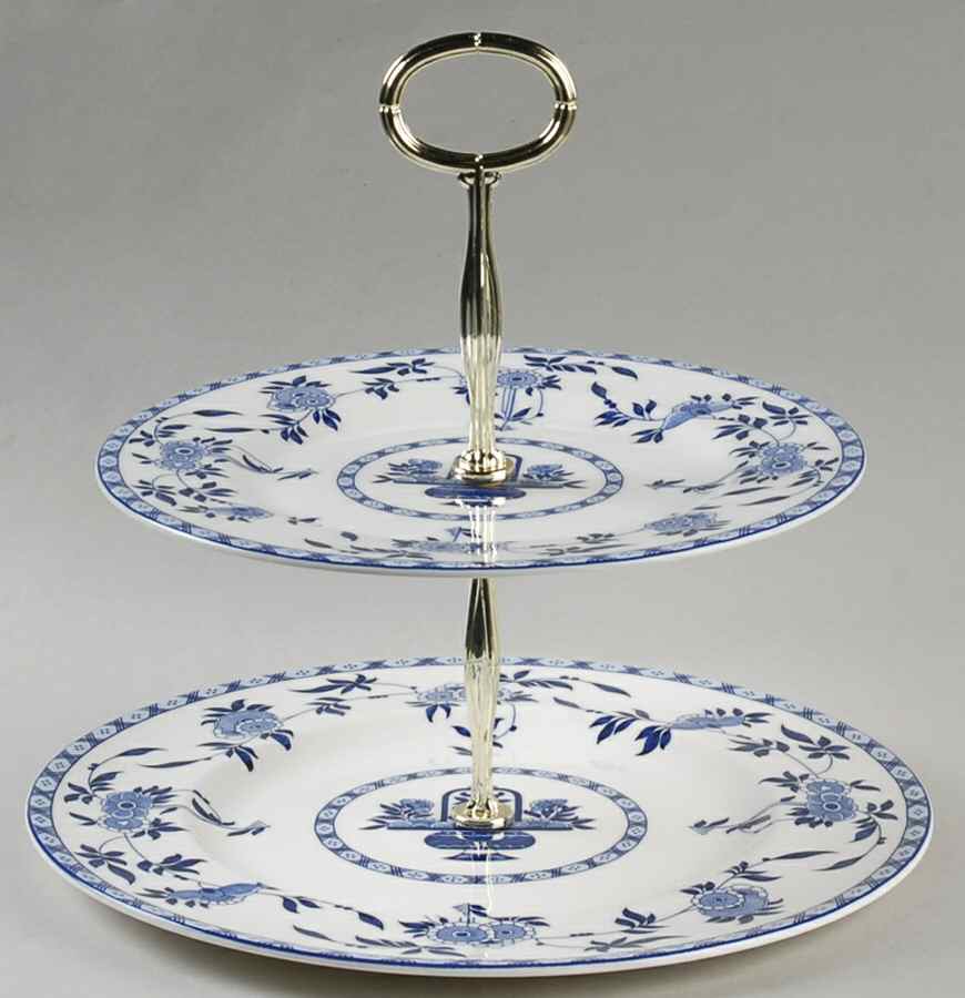 Blue Delft 2-Tiered Serving Tray (Dinner & Luncheon Plates) by Minton-1