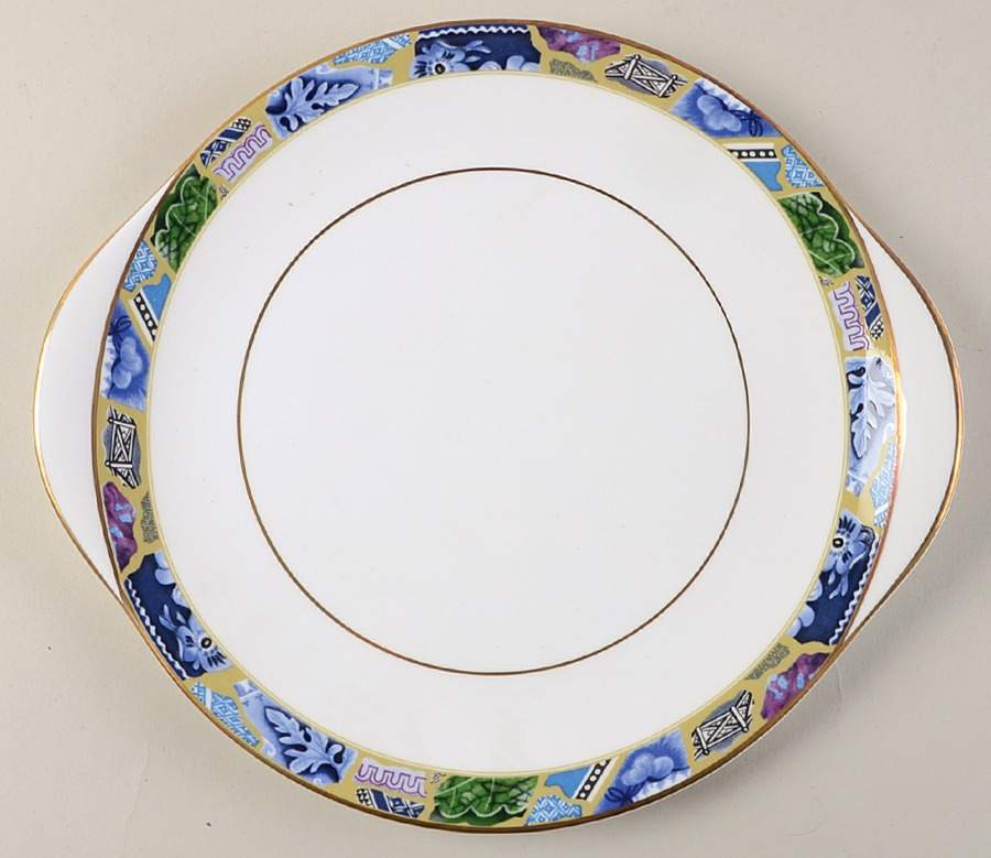 Blue Mosaic Handled Cake Plate by Minton-1