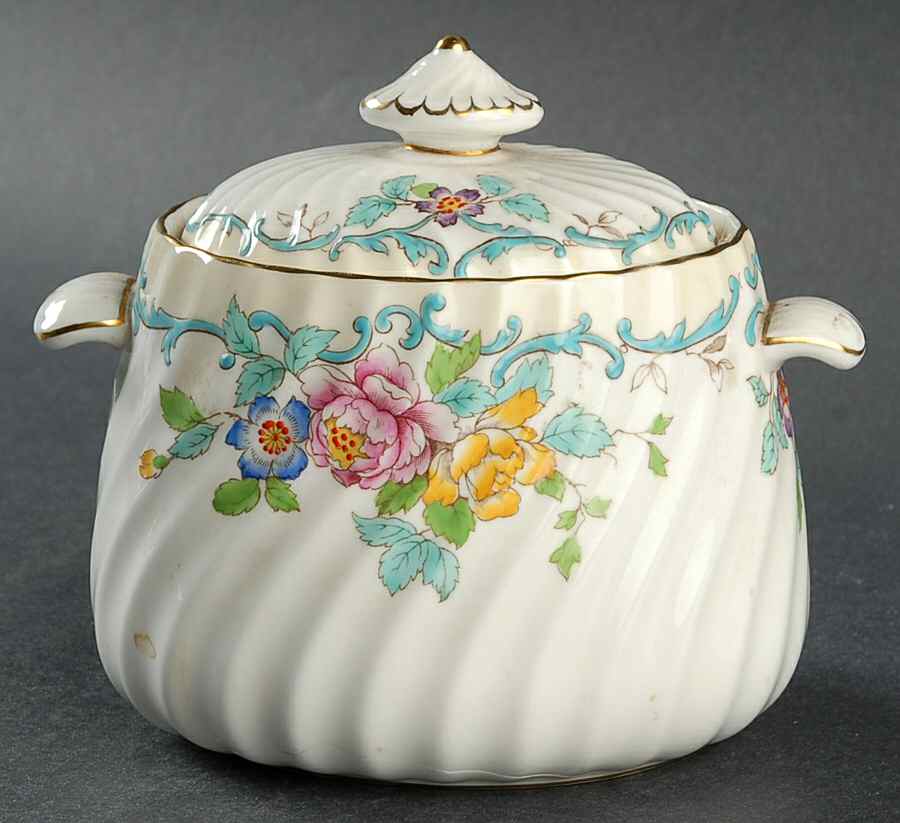 Branksome Turquoise Sugar Bowl & Lid by Minton-1