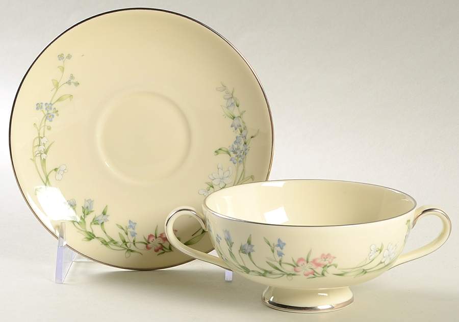 Brookwood Footed Cream Soup Bowl & Saucer Set by Minton-1