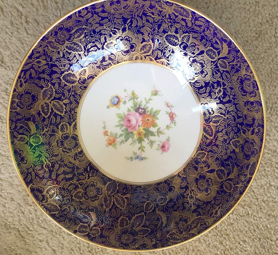 Brocade Cobalt Blue Fruit/Dessert (Sauce) Bowl by Minton-1