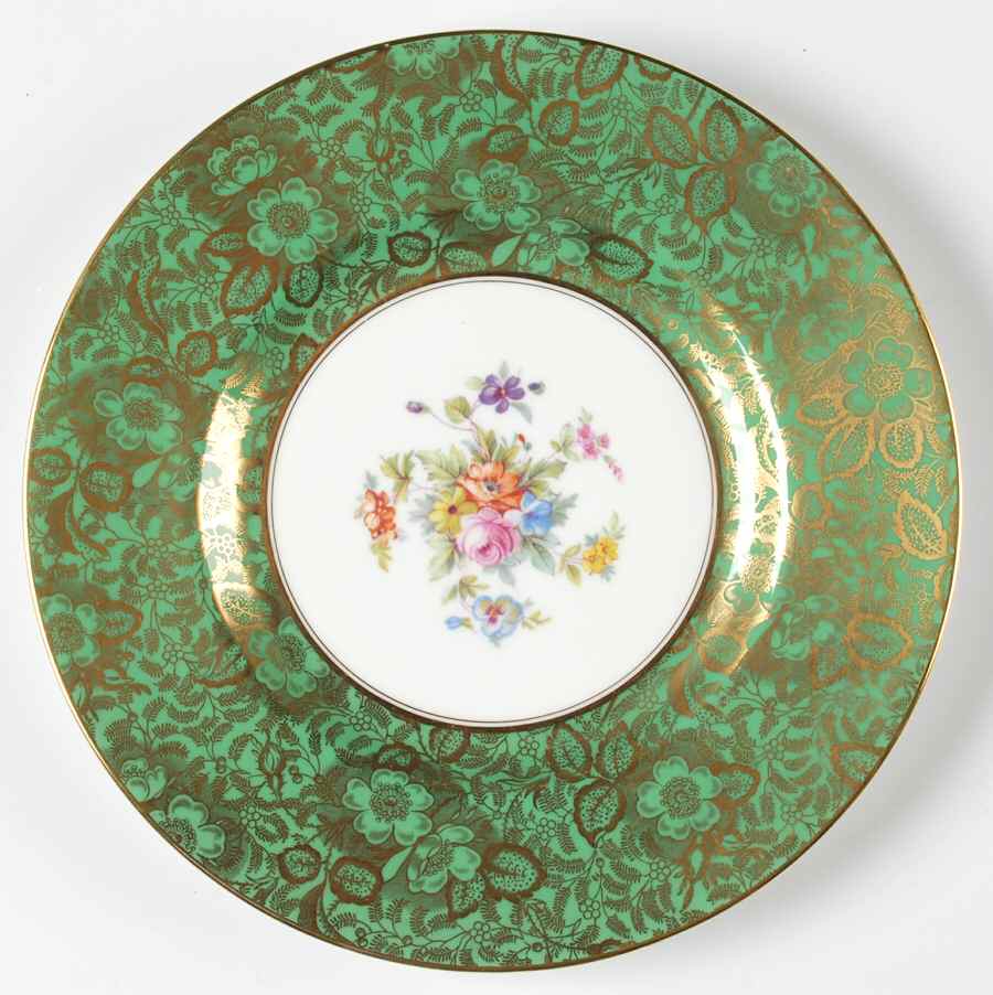 Brocade Green Luncheon Plate by Minton-1
