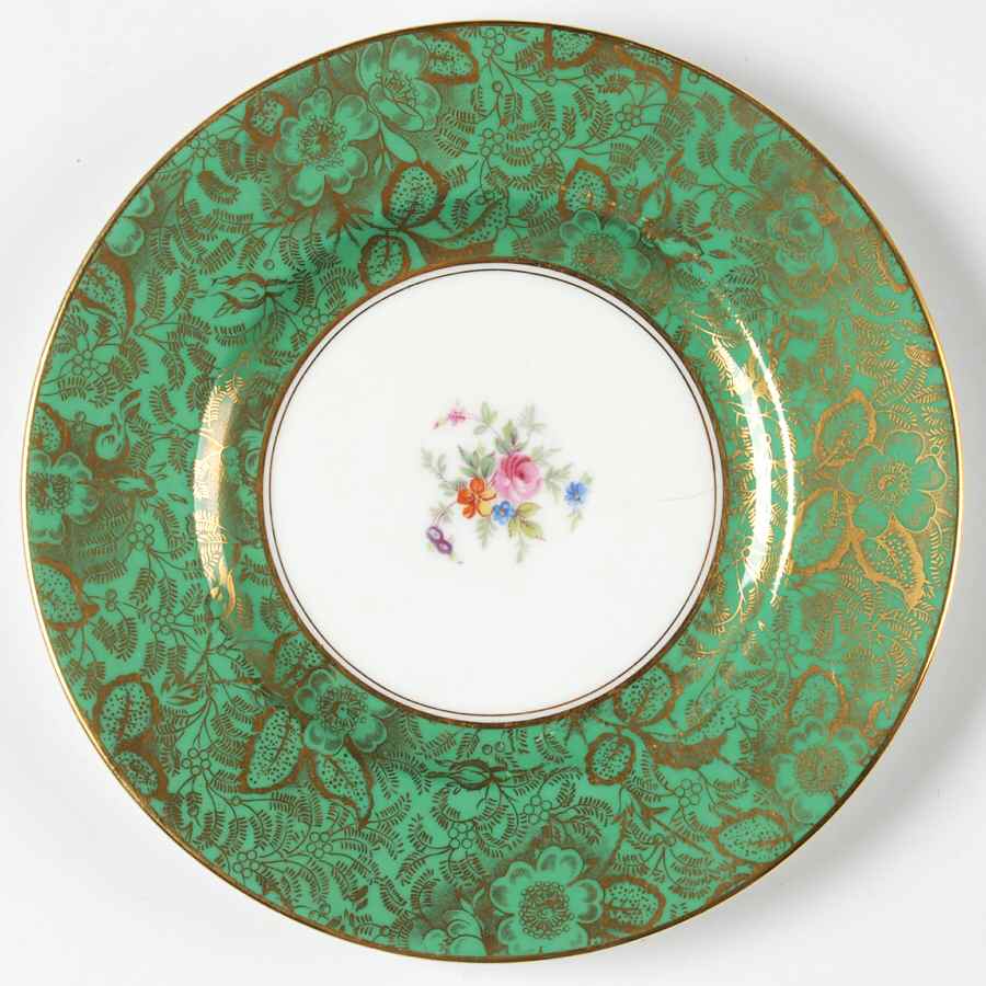 Brocade Green Dessert/Pie Plate by Minton-1