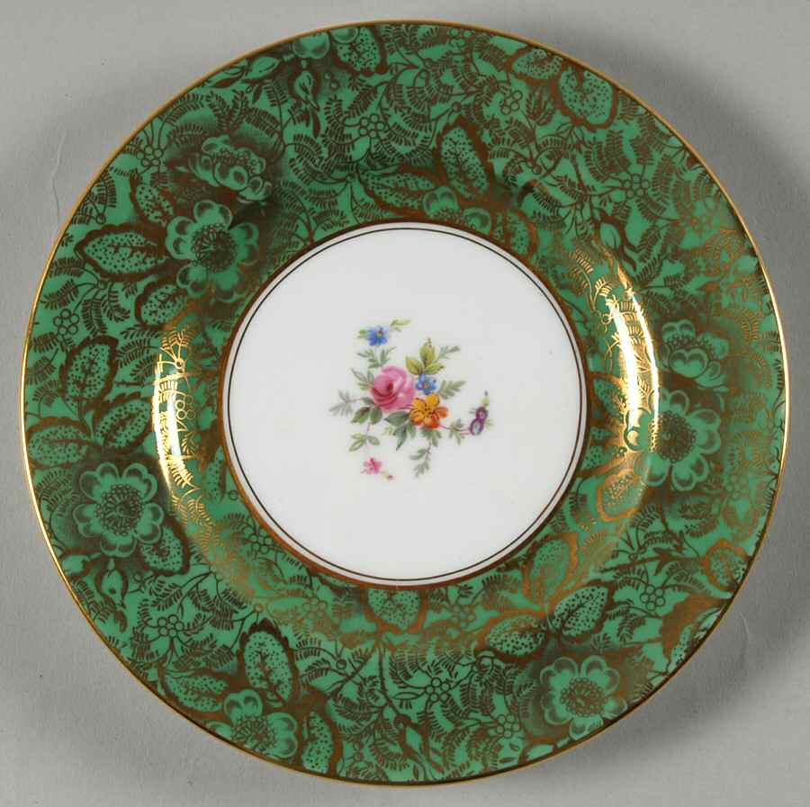 Brocade Green Bread & Butter Plate by Minton-1