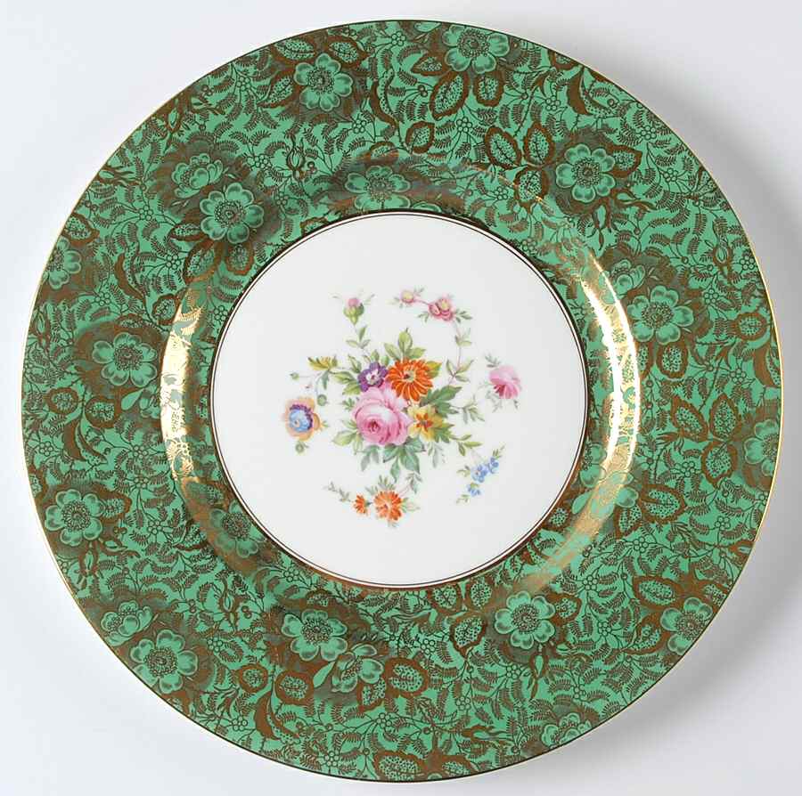 Brocade Green Dinner Plate by Minton-1