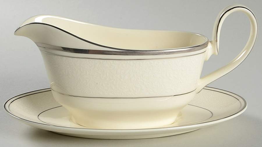 Bridal Veil Gravy Boat & Underplate by Minton-1