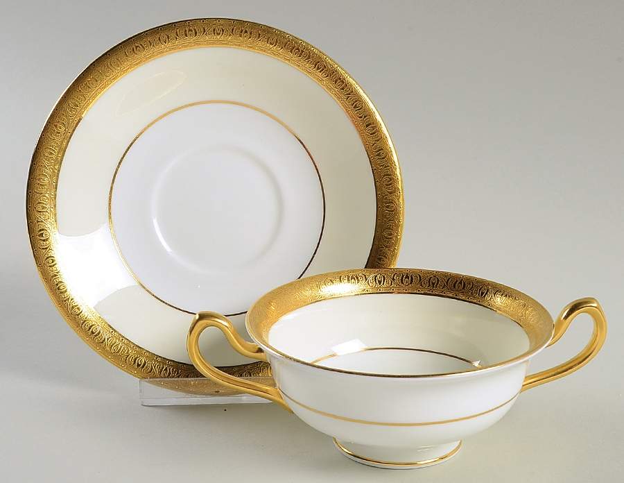 Buckingham Footed Cream Soup Bowl & Saucer Set by Minton-1