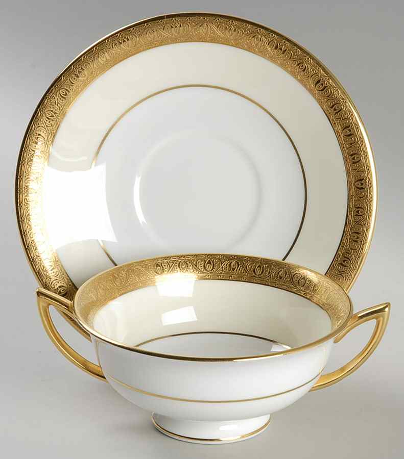 Buckingham Footed Cream Soup Bowl & Saucer Set by Minton-1