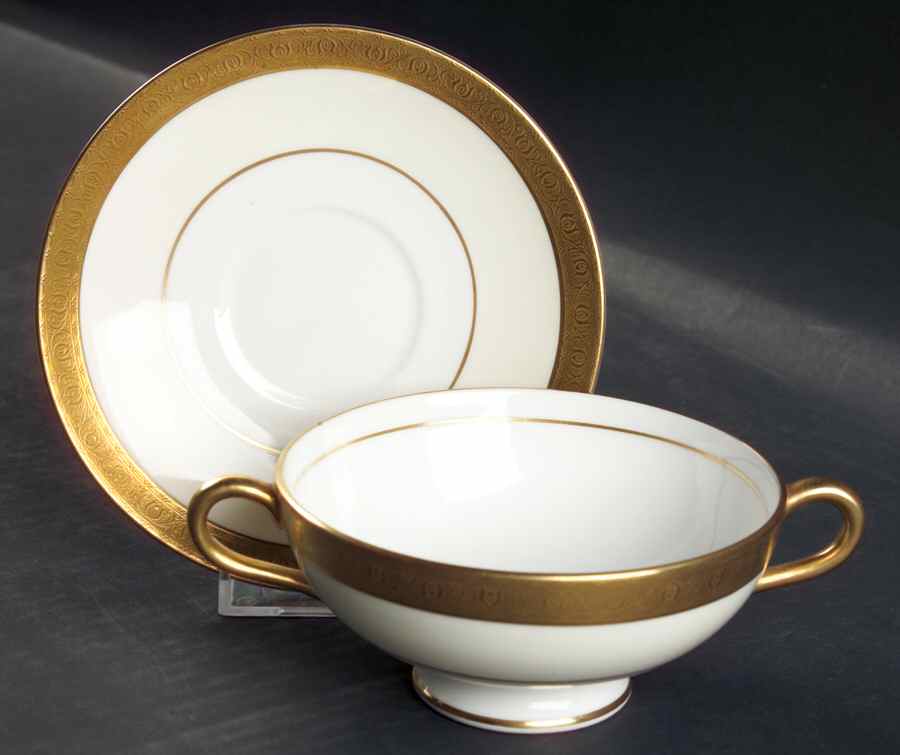 Buckingham Footed Cream Soup Bowl & Saucer Set by Minton-1