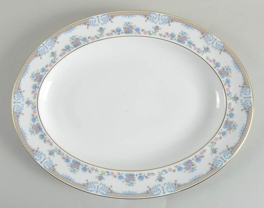 Byron (Blue Flowers) 13" Oval Serving Platter by Minton-1