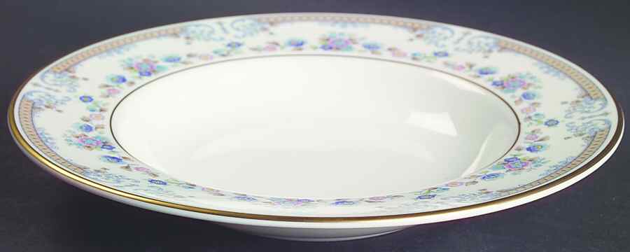 Byron (Blue Flowers) Large Rim Soup Bowl by Minton-1