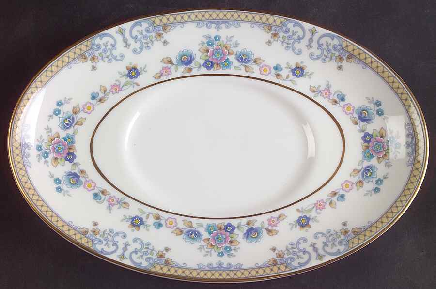 Byron (Blue Flowers) Underplate for Gravy Boat by Minton-1