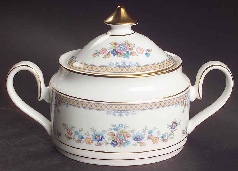 Byron (Blue Flowers) Sugar Bowl & Lid by Minton-1
