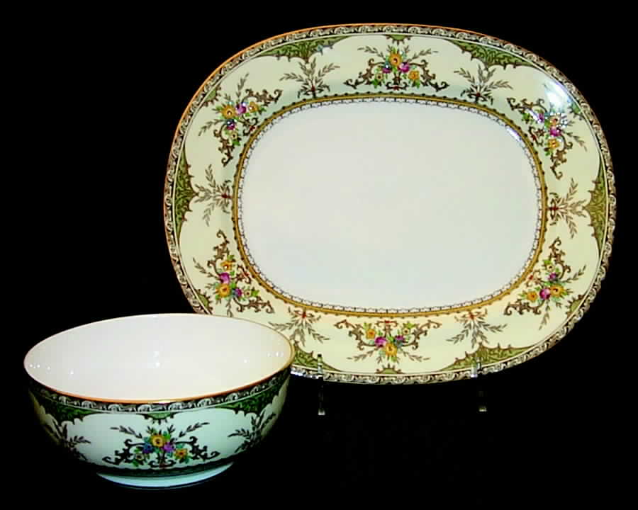 Chatham Green Ivory 10" Oval Serving Platter by Minton-1