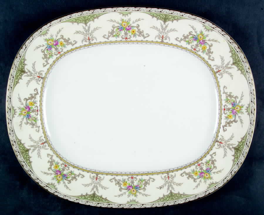Chatham Green Ivory 16" Oval Serving Platter by Minton-1