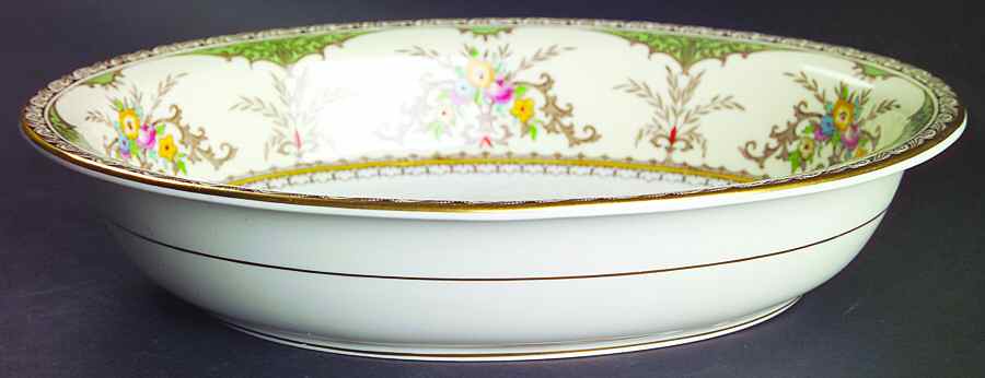 Chatham Green Ivory 10" Oval Vegetable Bowl by Minton-1