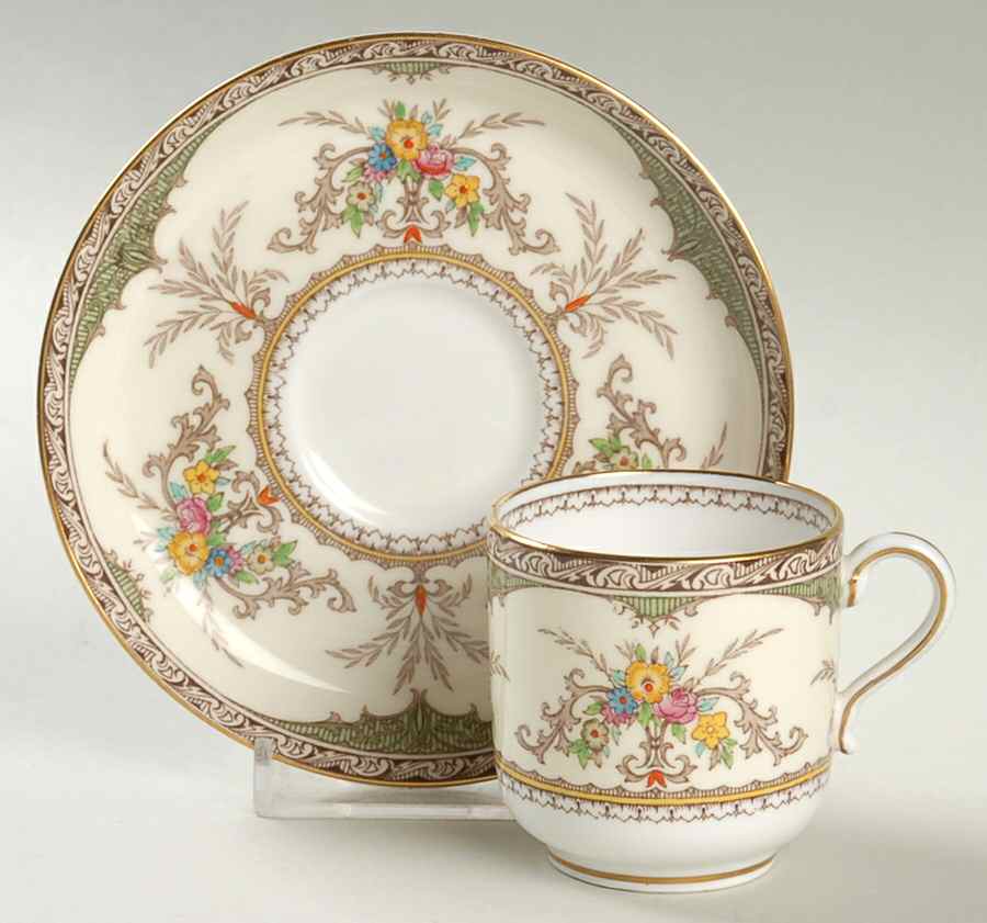 Chatham Green Ivory Footed Demitasse Cup & Saucer Set by Minton-1