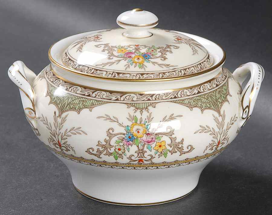 Chatham Green Ivory Sugar Bowl & Lid by Minton-1
