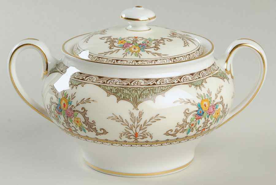 Chatham Green Ivory Sugar Bowl & Lid by Minton-1