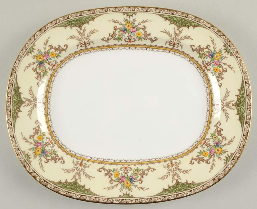 Chatham Green Ivory 10" Oval Serving Platter by Minton-1