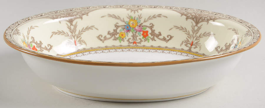 Chatham Brown Ivory 9" Oval Vegetable Bowl by Minton-1