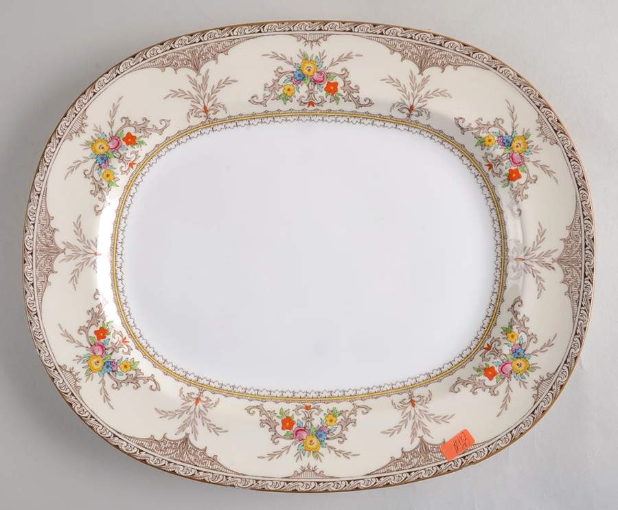 Chatham Brown Ivory 13" Oval Serving Platter by Minton-1