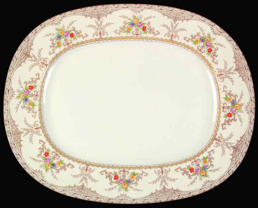 Chatham Brown Ivory 16" Oval Serving Platter by Minton-1