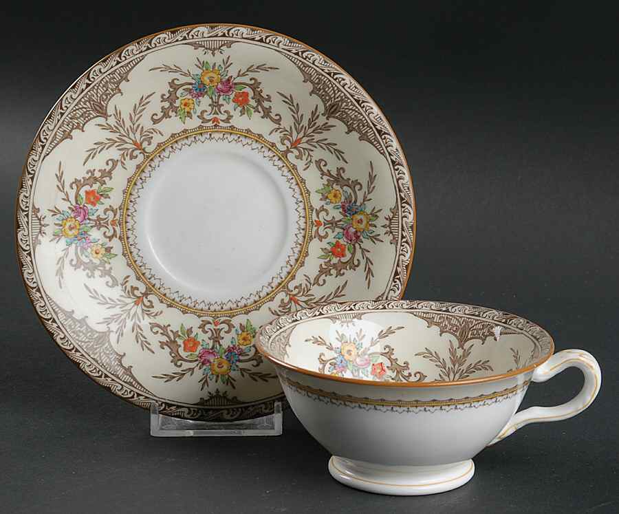 Chatham Brown Ivory Footed Cup & Saucer Set by Minton-1
