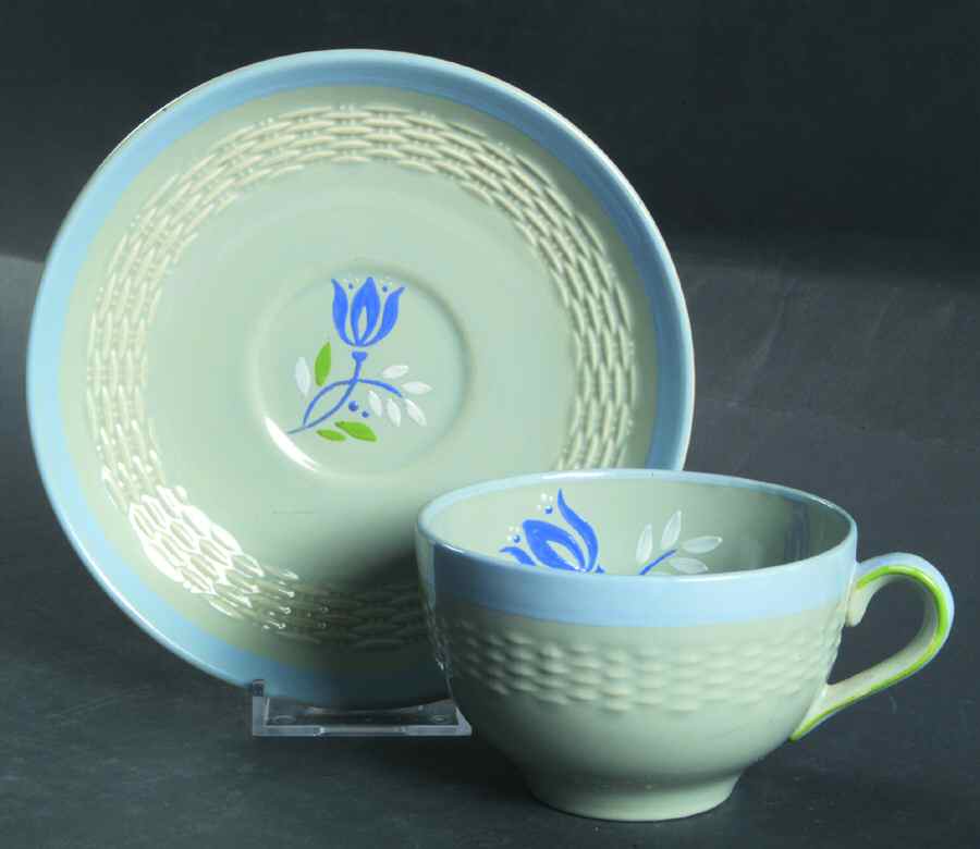 Chinese Celadon Flat Cup & Saucer Set by Minton-1