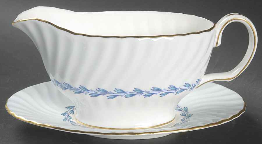 Cheviot Blue Gravy Boat & Underplate by Minton-1
