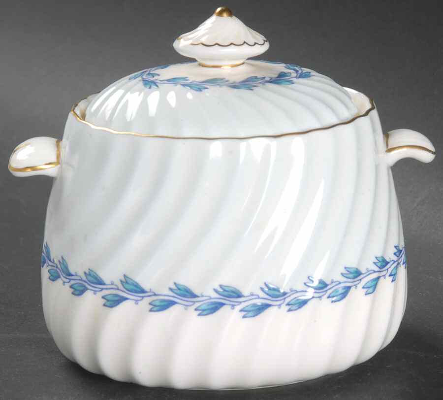Cheviot Blue Sugar Bowl & Lid by Minton-1