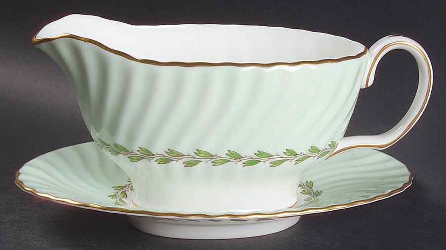 Cheviot Green Gravy Boat & Underplate by Minton-1
