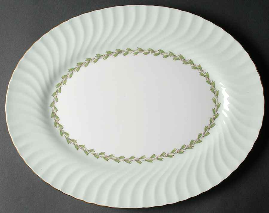 Cheviot Green 15" Oval Serving Platter by Minton-1