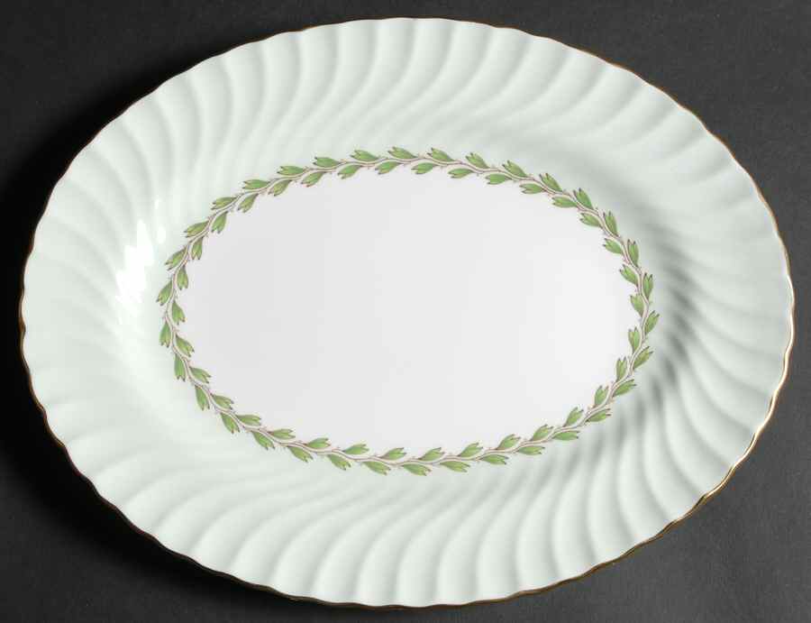 Cheviot Green 12" Oval Serving Platter by Minton-1