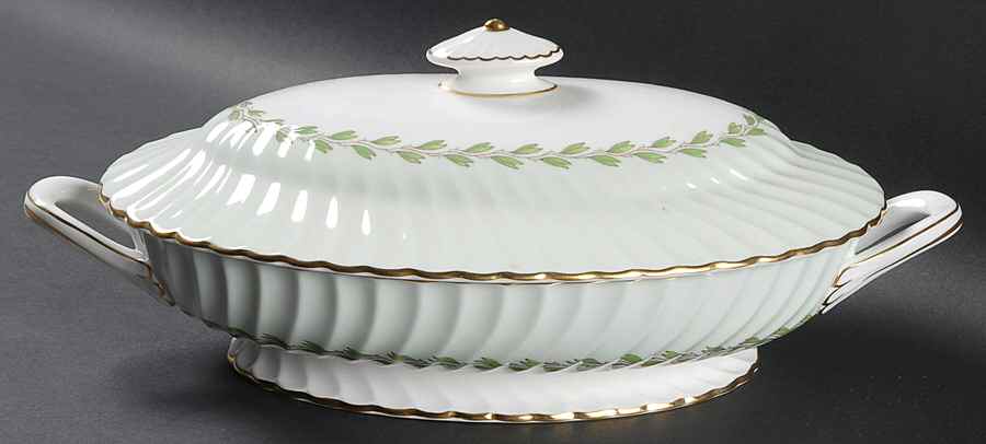Cheviot Green Oval Covered Vegetable by Minton-1