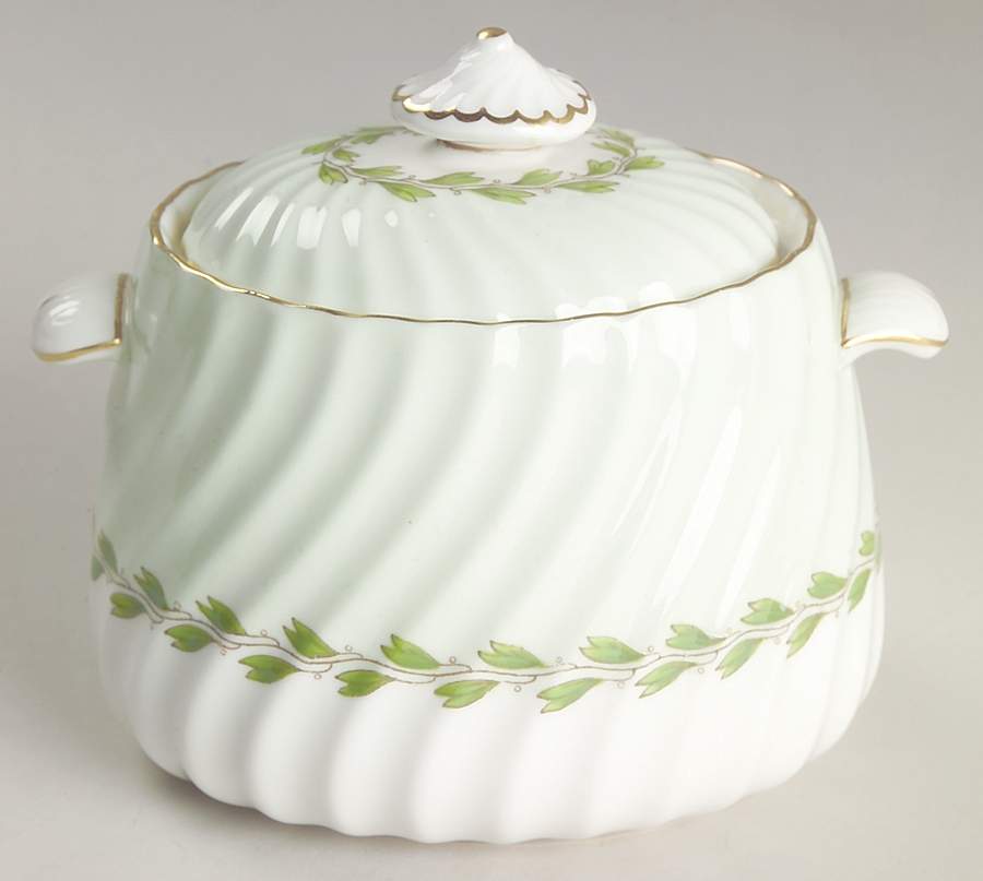Cheviot Green Sugar Bowl & Lid by Minton-1