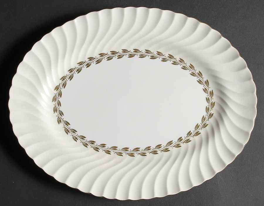 Cheviot Gold 12" Oval Serving Platter by Minton-1