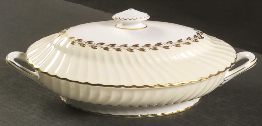 Cheviot Gold Oval Covered Vegetable by Minton-1