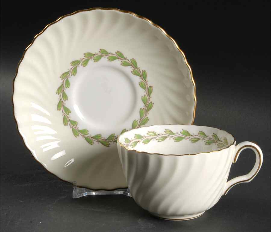 Cheviot Ivory Flat Cup & Saucer Set by Minton-1