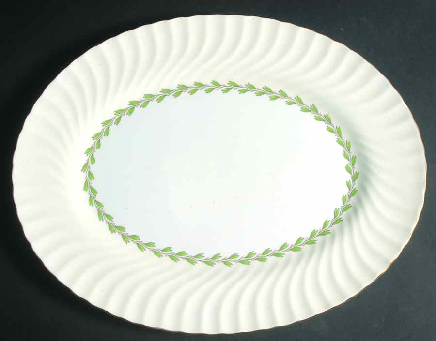 Cheviot Ivory 15" Oval Serving Platter by Minton-1