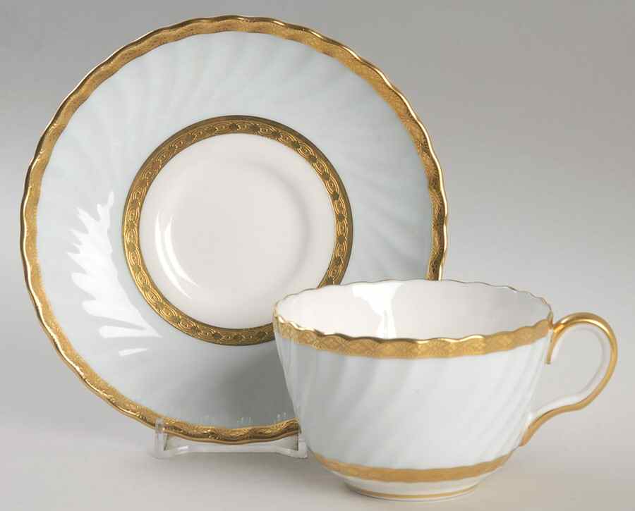 Chevron Footed Cup & Saucer Set by Minton-1