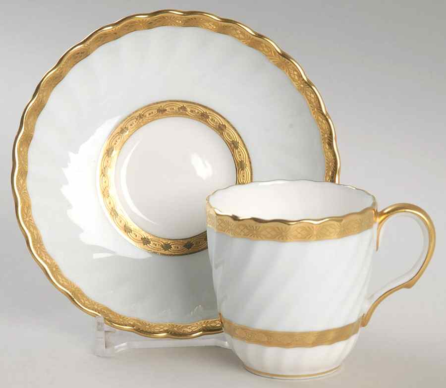 Chevron Flat Demitasse Cup & Saucer Set by Minton-1