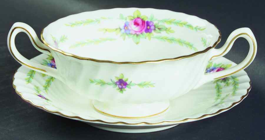 Chiltern Footed Cream Soup Bowl & Saucer Set by Minton-1