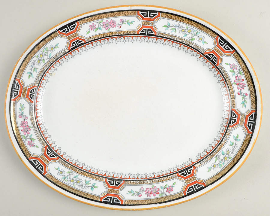 Chinese Key 13" Oval Serving Platter by Minton-1