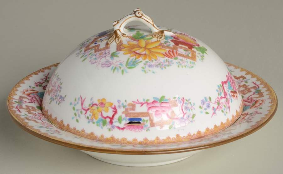 Chinese Tree (Smooth) Muffin Dish & Lid by Minton-1
