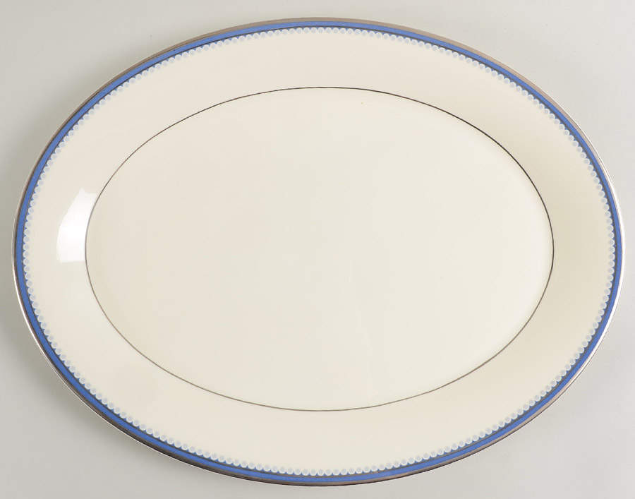 Clifton (Platinum Trim) 16" Oval Serving Platter by Minton-1