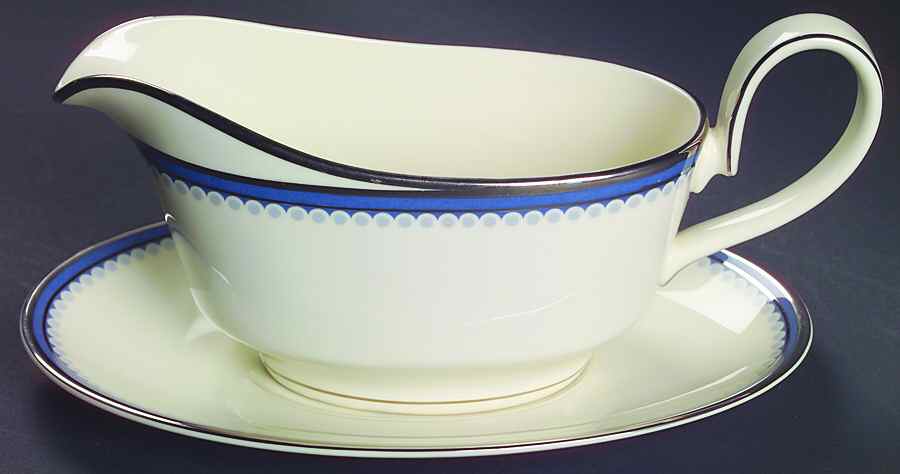 Clifton (Platinum Trim) Gravy Boat & Underplate by Minton-1